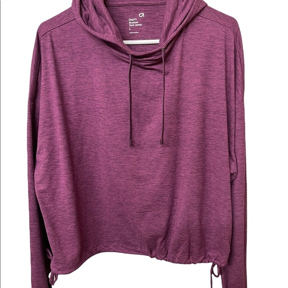 Gap fit brushed tech jerseys pullover sweatshirts side tie hoodie purple size L - Picture 10 of 14